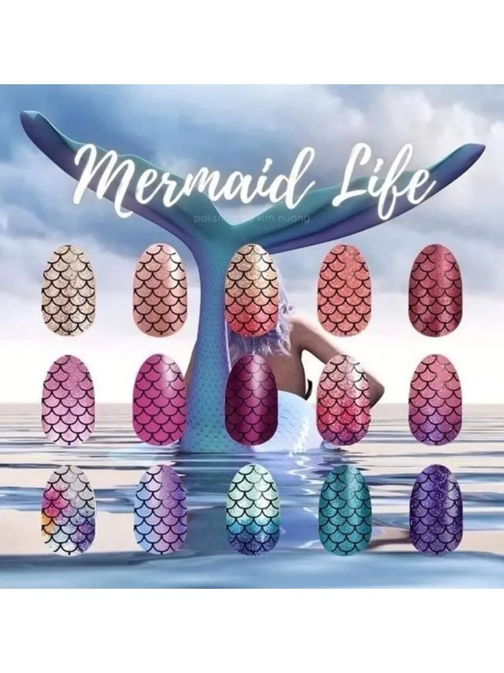NIP Color Street Mermaid You Look Clear Overlay Black & Clear Set